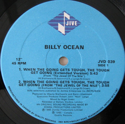 Billy Ocean ‎– When The Going Gets Tough, The Tough Get Going (12" Single 45 RPM)