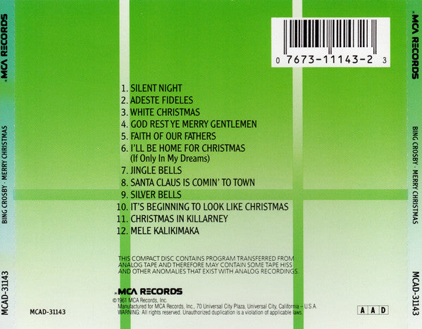 Bing Crosby – Merry Christmas (CD ALBUM)