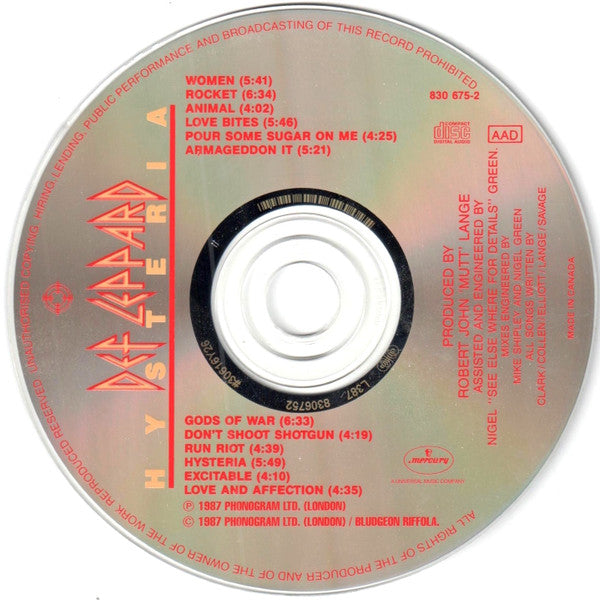 Def Leppard – Hysteria (CD Album)