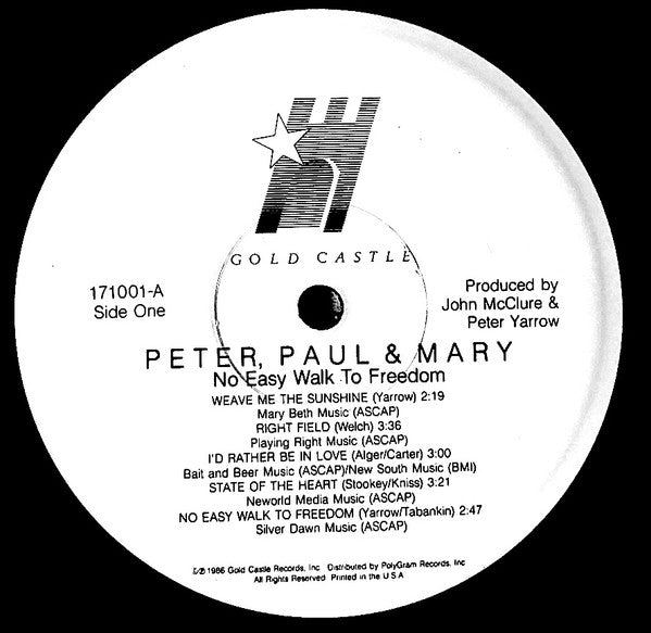 Peter, Paul & Mary – No Easy Walk To Freedom (US Pressing)