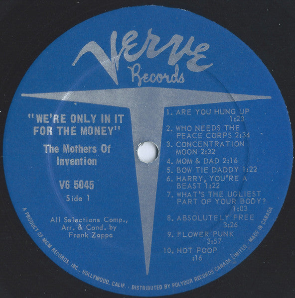 The Mothers Of Invention ‎– We're Only In It For The Money (1973 Reissue, Blue Labels)