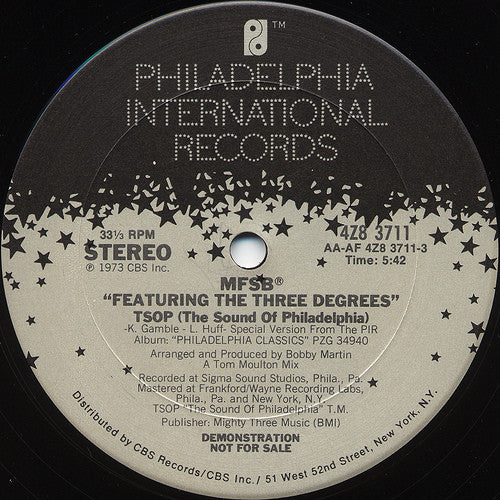 MFSB – TSOP (The Sound Of Philadelphia) / Love Is The Message (12", 33 ⅓ RPM, Promo)