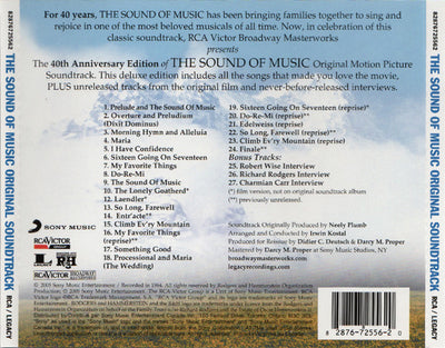 Rodgers And Hammerstein*, Julie Andrews, Christopher Plummer, Irwin Kostal ‎– The Sound Of Music Original Soundtrack (40th Anniversary Special Edition) (CD Album)