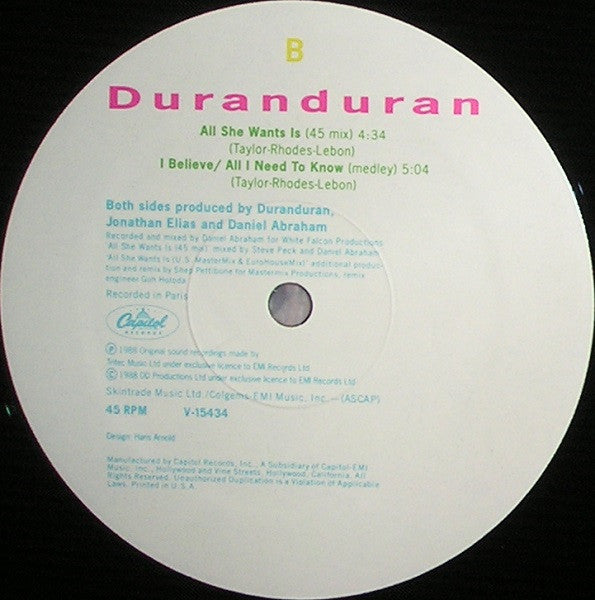 Duranduran – All She Wants Is (12" Single)