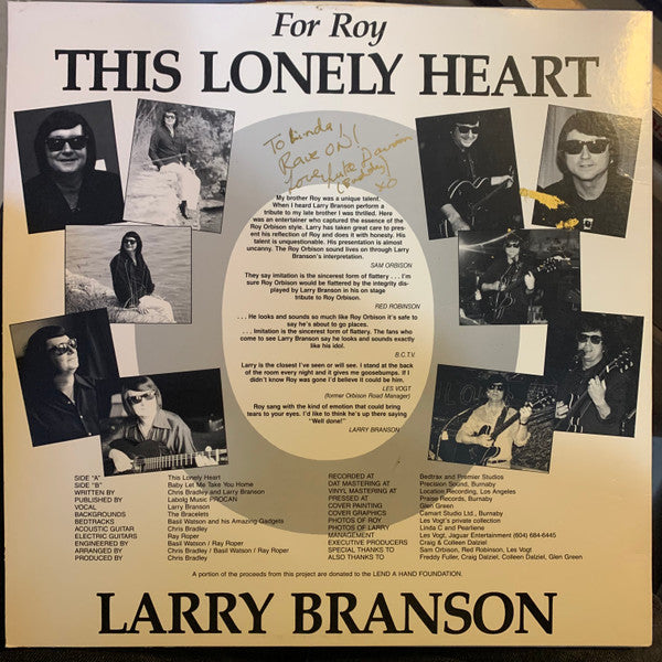 Larry Branson - For Roy (This Lonely Heart)-12", 45 RPM, Single