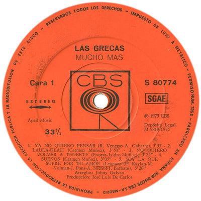 Las Grecas – Mucho Más (1975 Spanish Pressing)