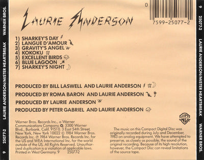 Laurie Anderson – Mister Heartbreak (CD ALBUM)
