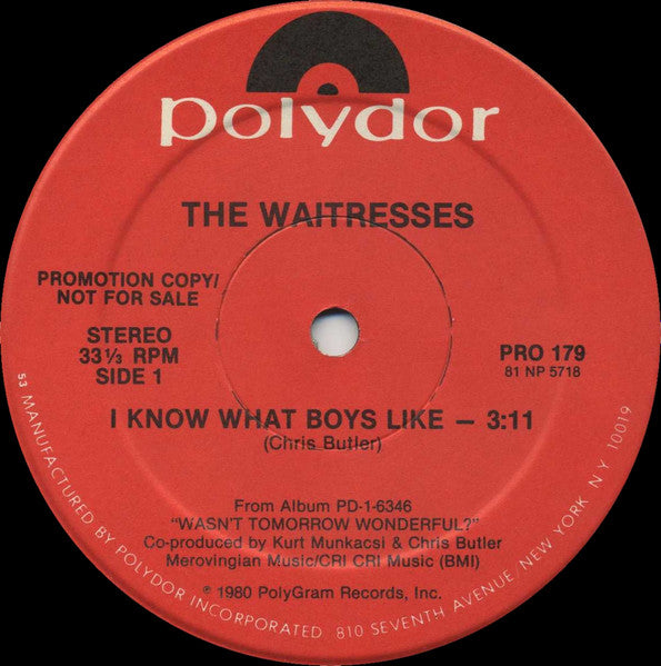 The Waitresses – I Know What Boys Like / No Guilt (12" Promo)