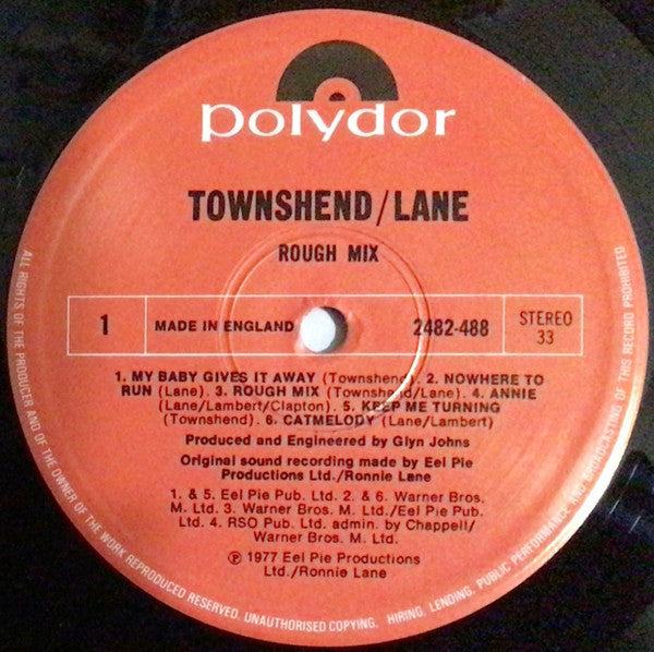 Pete Townshend, Ronnie Lane – Rough Mix (UK Reissue)