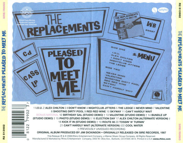 The Replacements – Pleased To Meet Me (CD, Album, Deluxe Edition, Reissue, Remastered)