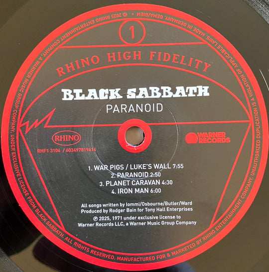 Black Sabbath – Paranoid (2025 Rhino High Fidelity Limited Edition