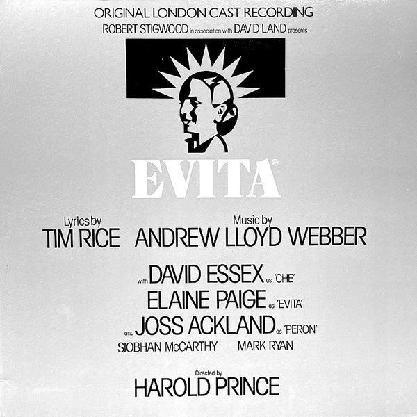Tim Rice, Andrew Lloyd Webber*, David Essex, Elaine Paige, Joss Ackland & Harold Prince ‎– Evita: Original London Cast Recording ((Canadian Reissue) Gatefold