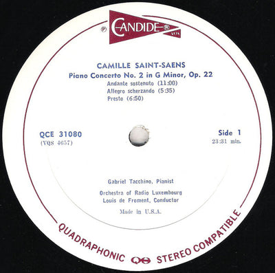 Saint-Saens* - Gabriel Tacchino, Orchestra Of Radio Luxembourg, Louis de Froment – Piano Concerto No. 2 / Piano Concerto No. 5 (Quadraphonic)