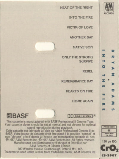 Bryan Adams – Into The Fire (CASSETTE))