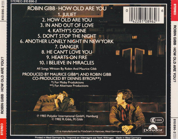 Robin Gibb – How Old Are You? (CD ALBUM) (GERMANY RED LABEL)