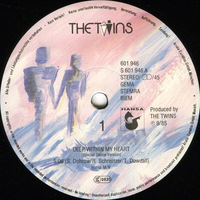 The Twins – Deep Within My Heart (Special-Dance-Version)(12", 45 RPM, Maxi-Single) Europe pressing