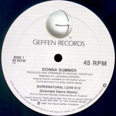 Donna Summer – Supernatural Love / Face The Music (12" Maxi-Single 45 RPM)