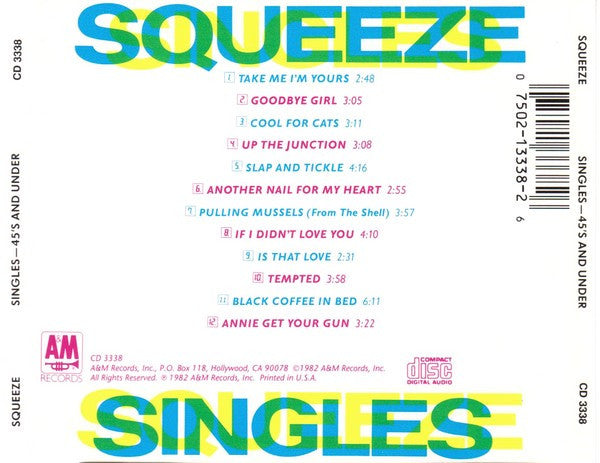 Squeeze  – Singles - 45's And Under (CD ALBUM)