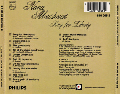 Nana Mouskouri ‎– Song For Liberty (CD Album)