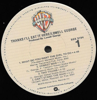 Lowell George – Thanks I'll Eat It Here (US Pressing)