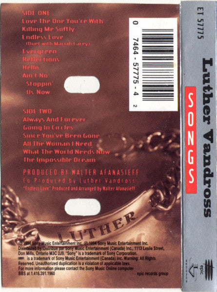 Luther Vandross – Songs (Cassette)