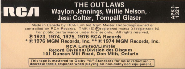 Waylon Jennings, Willie Nelson, Jessi Colter, Tompall Glaser – Wanted! The Outlaws (CASSETTE Reissue)