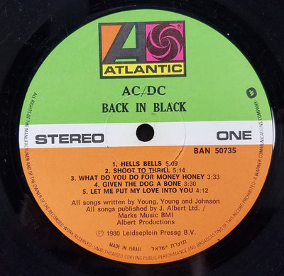 AC/DC – Back In Black (Israeli Pressing)