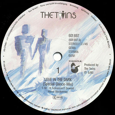 The Twins – Love In The Dark (Special-Dance-Mix) (12", 45 RPM, Maxi-Single) Europe pressing