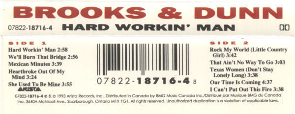 Brooks & Dunn – Hard Workin' Man (Cassette)