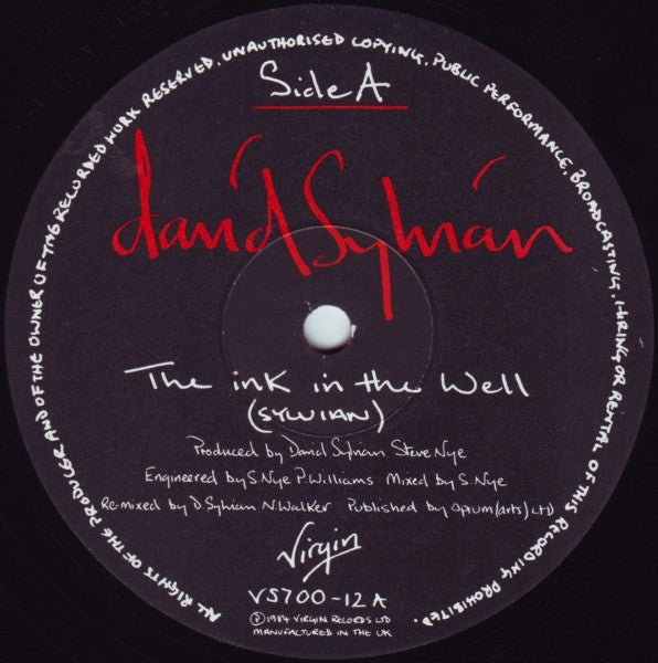 David Sylvian – The Ink In The Well (Limited Edition Fold Out Poster Sleeve, 12" Single 45 RPM, UK Pressing)