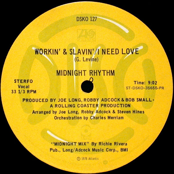 Midnight Rhythm – Workin' & Slavin' / I Need Love (12" Single)