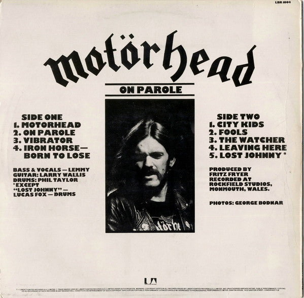 Motörhead – On Parole (UK Pressing)