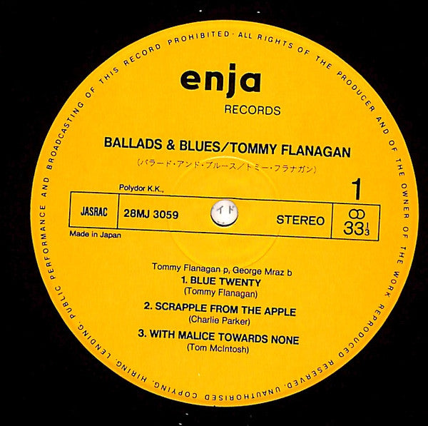 Tommy Flanagan – Ballads & Blues (JAPANESE PRESSING) WITH obi