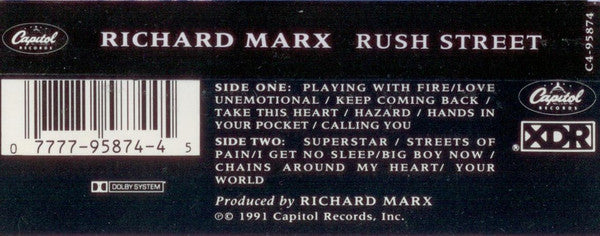 Richard Marx – Rush Street (CASSETTE)