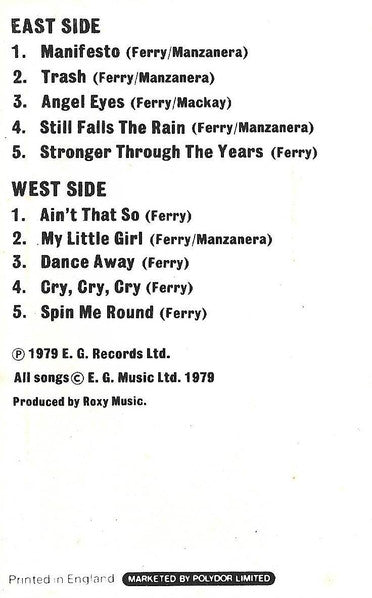 Roxy Music – Manifesto (Cassette, UK Import)