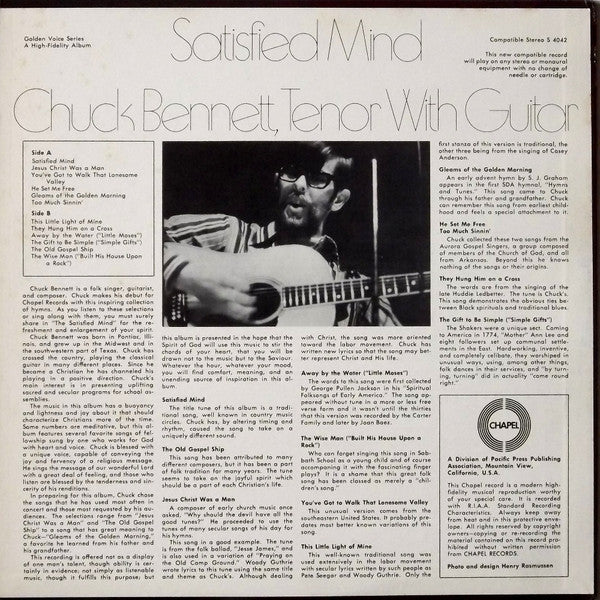 Chuck Bennett Rochester Chuck Bennett – Satisfied Mind – Redrum Records