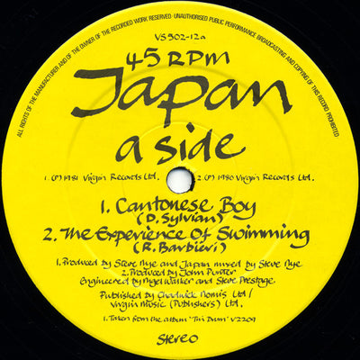 Japan – Cantonese Boy (12" Single 45 RPM, UK Pressing)