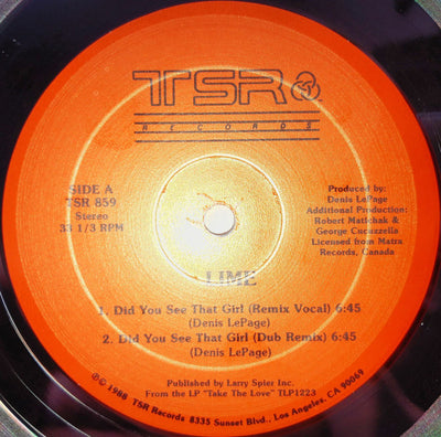 Lime  – Did You See That Girl / Cutie Pie (12" Single)