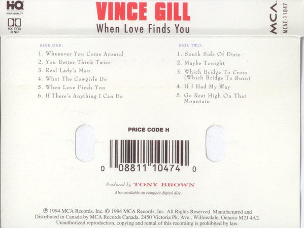 Vince Gill – When Love Finds You (CASSETTE)