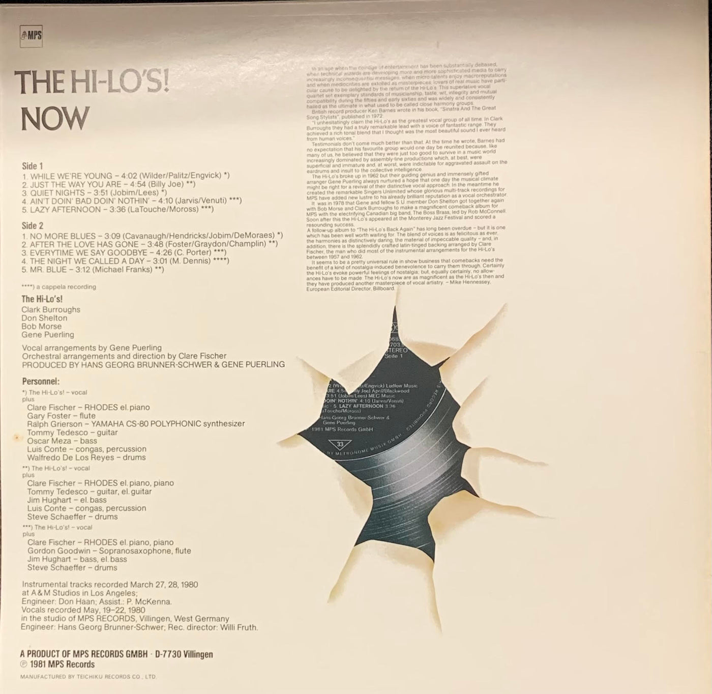 The Hi-Lo's!-Now (JAPANESE PRESSING) NO obi