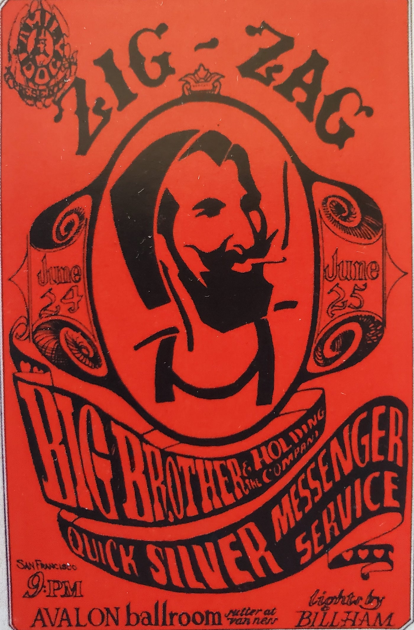 Poster 398 Zig-Zag Big Brother & the Holding Co Red