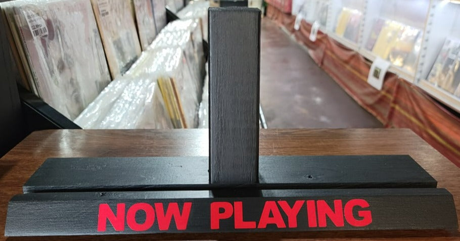 "NOW PLAYING" WOODEN RECORD STAND