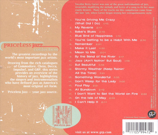 Betty Carter – Priceless Jazz Collection (CD ALBUM)