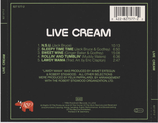 Cream – Live Cream (CD ALBUM)
