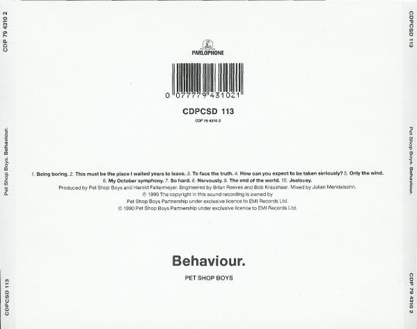 Pet Shop Boys – Behaviour-CD Album