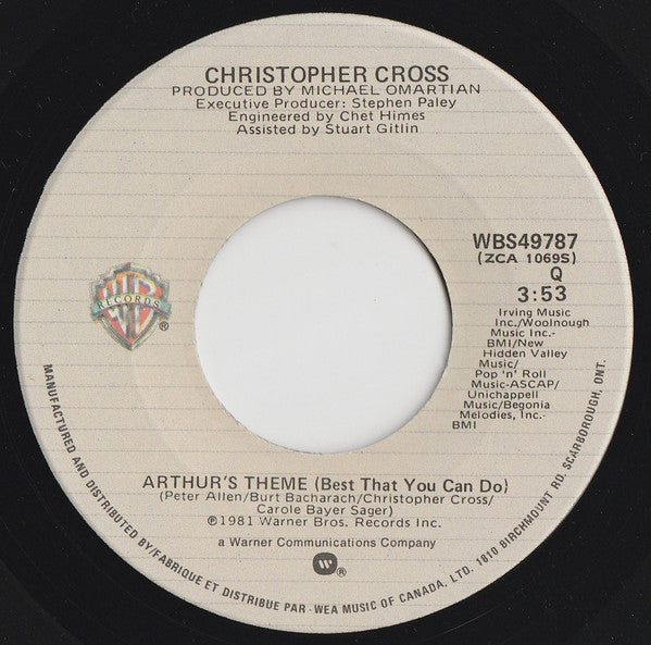 Christopher Cross – Arthur's Theme (Best That You Can Do) (7" Single 45)