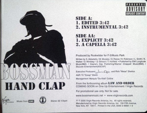 Bossman – Hand Clap (12" SINGLE)