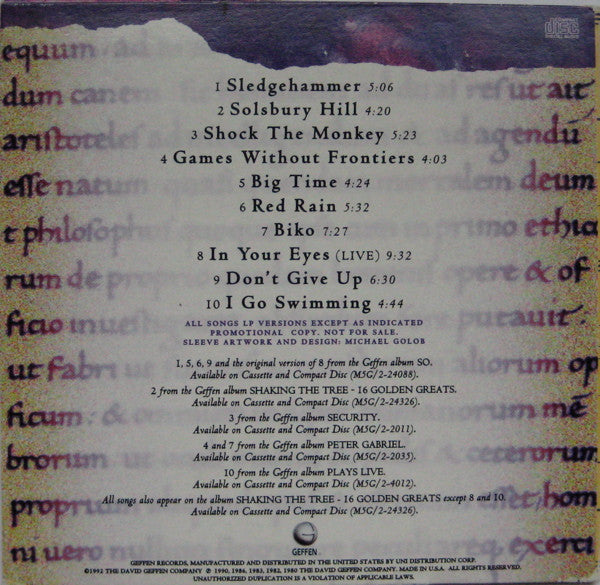 Peter Gabriel – Before Us A Brief History (Promo CD ALBUM)
