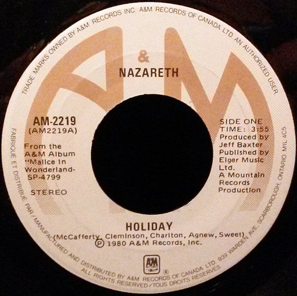 Nazareth ‎– Holiday / Ship Of Dreams (7" 45 RPM)