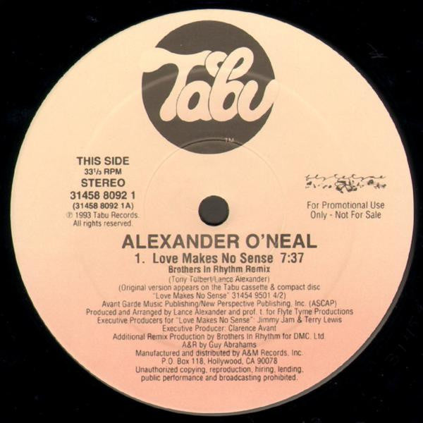 Alexander O'Neal – Love Makes No Sense (Brothers In Rhythm Remixes) (12" Single)